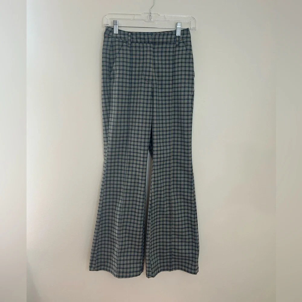 Urban Outfitters‎ Kick Flare Plaid Pants Size 0 Blue